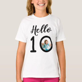 Hello 10 Personalized Photo 10th Birthday Kids’ Tシャツ