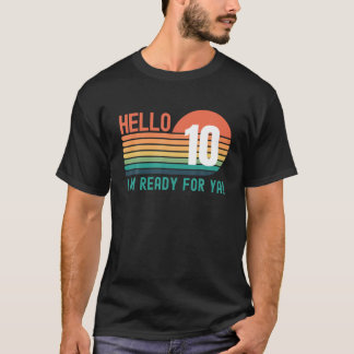 Hello 10 Year Old Birthday Retro Sunset 10Th Birth Tシャツ