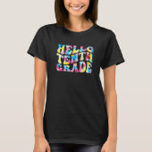 Hello 10th Tenth Grade Teacher Back To School Retr Tシャツ (正面)