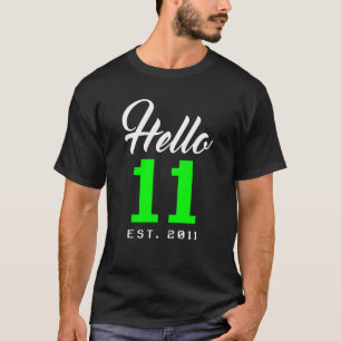 Hello 11 Eleven Est 2012 11歳の10代の若者 Tシャツ