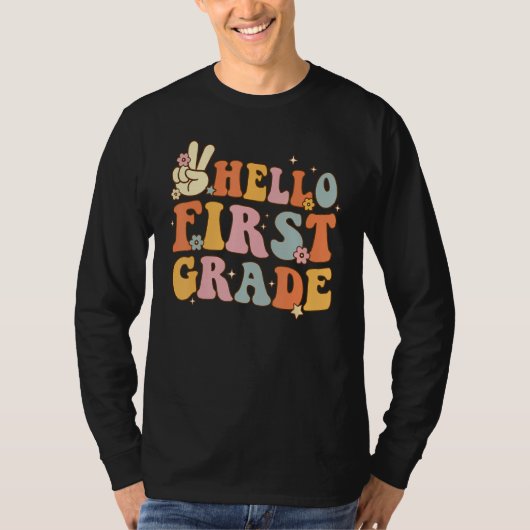 Hello 1st First Grade First Day Back To School Gro Tシャツ (正面)