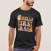 Hello 1st First Grade First Day Back To School Gro Tシャツ (正面)
