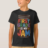 Hello 1st Grade Is My Jam First Grade Jar Back To  Tシャツ (正面)