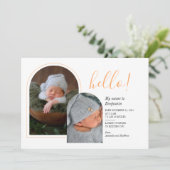 Hello 2ベビー写真の手書き誕生 案内状 (スタンド正面)