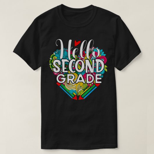 Hello 2年生おもしろい新学期2年生 tシャツ (デザイン正面)