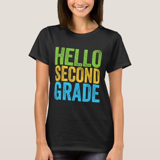 Hello 2年生おもしろい2年生新学期 tシャツ (正面)