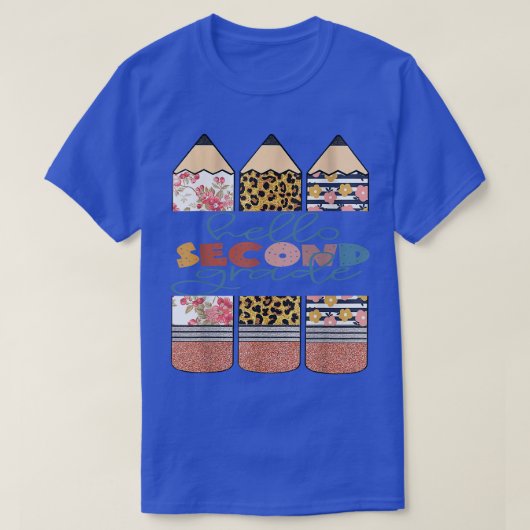 Hello 2年生おもしろいLeopard Pencil Back To Sc Tシャツ (デザイン正面)