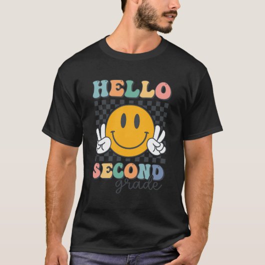 Hello 2年生レトロスマイルチーム2年生バック tシャツ (正面)