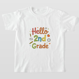 Hello 2年生 | バックスクールかわいいドードルアート tシャツ