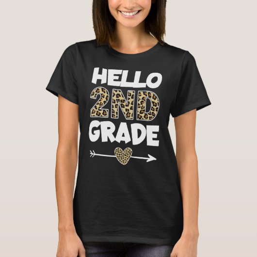 Hello 2年生Leopardプリント2年生先生 Tシャツ (正面)