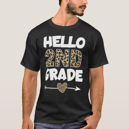 Hello 2年生Leopardプリント2年生先生 Tシャツ (正面)