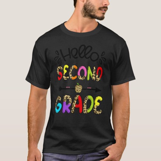 Hello 2年生Leopard Apple 2年生先生 Tシャツ (正面)
