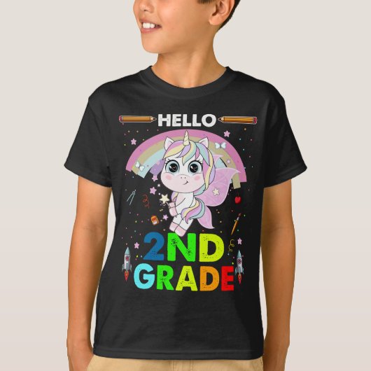Hello 2年生Tシャツ2年生Schoに戻る Tシャツ (正面)