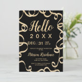 Hello 2020金ゴールドグリッターフェスティバルリボン新年 招待状 (スタンド正面)