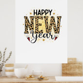 Hello 2022ハッピーニューイヤーレオパード ポスター (キッチン)