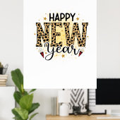 Hello 2022ハッピーニューイヤーレオパード ポスター (ホームオフィス)