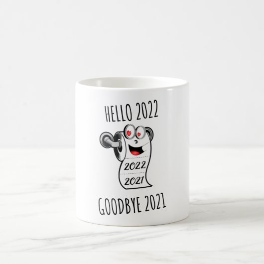 Hello 2022 Goodbye 2021トイレ紙 コーヒーマグカップ (中央)
