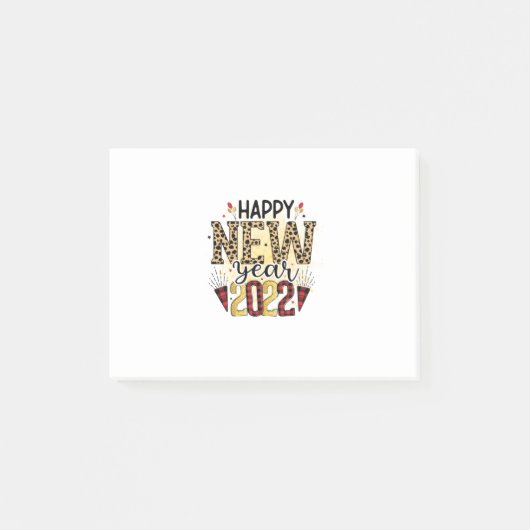 Hello 2022 Happy New Year 2022 Leopard ポストイット (正面)