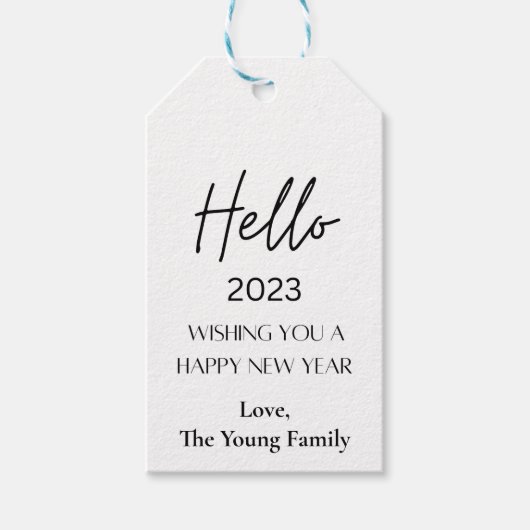 Hello 2023ギフトラベルモダン、ハッピーニューイヤー2023 ギフトタグ (正面)
