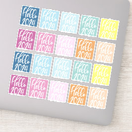 Hello 2024長方形フルカラー シール