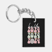 Hello 2024 Groovyハッピーニューイヤークリスマス キーホルダー (正面左)