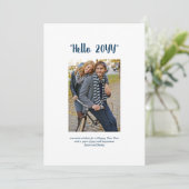 Hello 2024 Happy New Year Minimalist Photo Blue シーズンカード (スタンド正面)