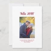 Hello 2024 Happy New Year Minimalist Photo Red シーズンカード (正面)