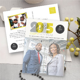 Hello 2025カレンダーはっきりしたタイポグラフィ新年写真 シーズンポストカード