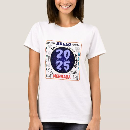 Hello 2025新年 tシャツ (正面)