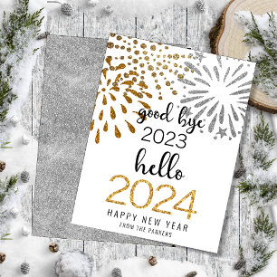 Hello 2025金ゴールドグリッターフェスティバル花火の新年 シーズンカード