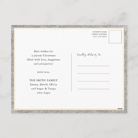 Hello 2025金ゴールドグリッターフェスティバル花火の新年 シーズンポストカード (裏面)