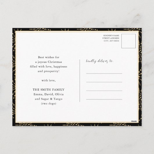 Hello 2025金ゴールドグリッターフェスティバル花火の新年 シーズンポストカード (裏面)