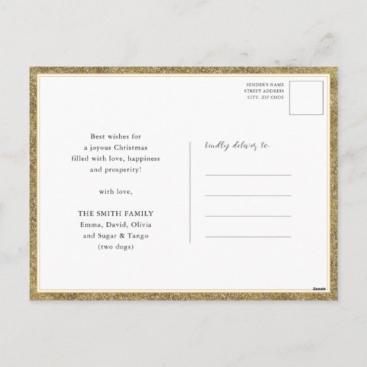 Hello 2025金ゴールドグリッターフェスティバル花火の新年 シーズンポストカード (裏面)