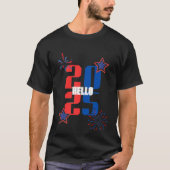HELLO 2025 Red and blue T-shirt Tシャツ (正面)