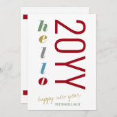 Hello 2026カラフルはっきりしたタイポグラフィ新年 シーズンカード (正面/裏面)
