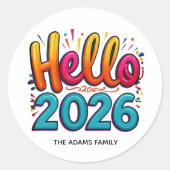 Hello 2026 Colorful sticker ラウンドシール (正面)