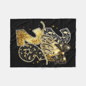 Hello 2026 Coquette Bow Leopard New Years Eve Part フリースブランケット (正面(横))