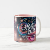 Hello 2026 Cosmic Swirl Fireworks Two-Tone Mug ツートーンマグカップ (正面右)