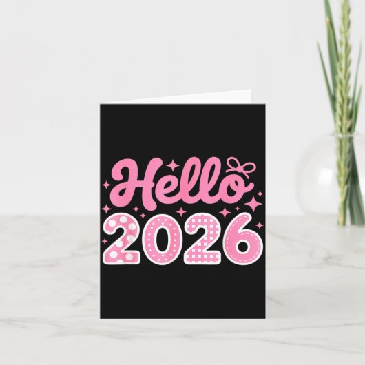 Hello 2026 Cute New Year Shirt For Women Girls Kid カード (正面)