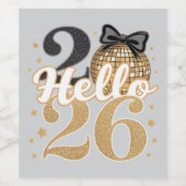 Hello 2026 Disco Ball Celebration ワインラベル (シングルラベル)
