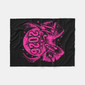 Hello 2026 Disco Ball Coquette Bow Happy New Year フリースブランケット (正面(横))