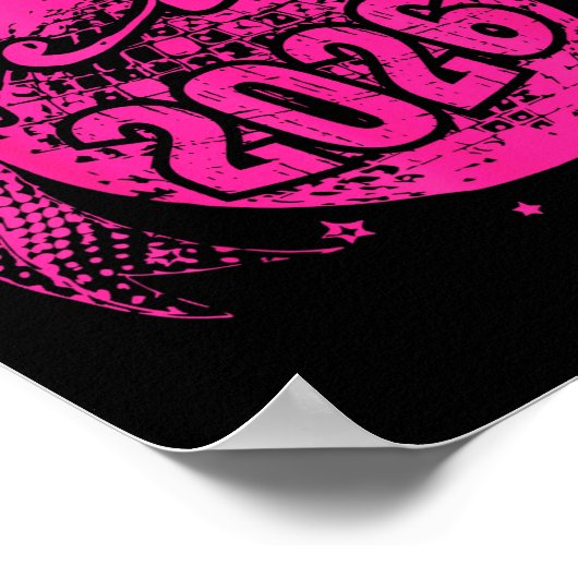 Hello 2026 Disco Ball Coquette Bow Happy New Year  ポスター (角)