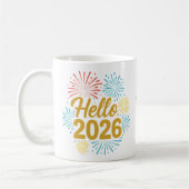 Hello 2026 Fireworks コーヒーマグカップ (左)