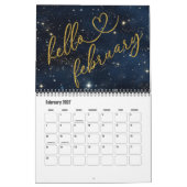 Hello 2026 Gold Glitter Chic Galaxy Calendar カレンダー (2月 2027)