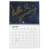 Hello 2026 Gold Glitter Chic Galaxy Calendar カレンダー (1月 2027)