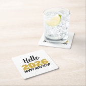 Hello 2026 Happy New Year スクエアペーパーコースター (インサイチュ)