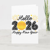 Hello 2026 Happy New Year 2026 Coquette Bow Disco  カード (正面)