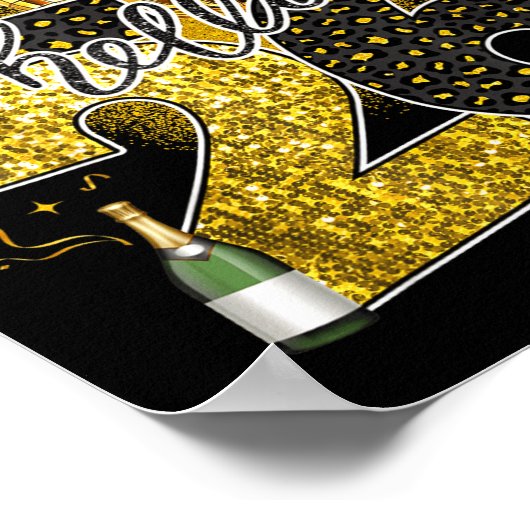 Hello 2026 Happy New Year Disco Ball Nye Countdown ポスター (角)