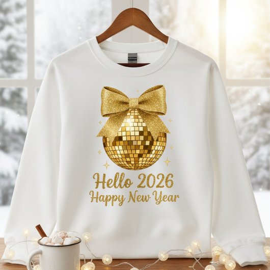  ✨ Hello 2026 Happy New Year Disco Ball T-Shirt トライブレンドＴシャツ