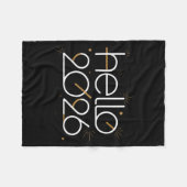 Hello 2026 Happy New Year Fireworks Celebration フリースブランケット (正面(横))